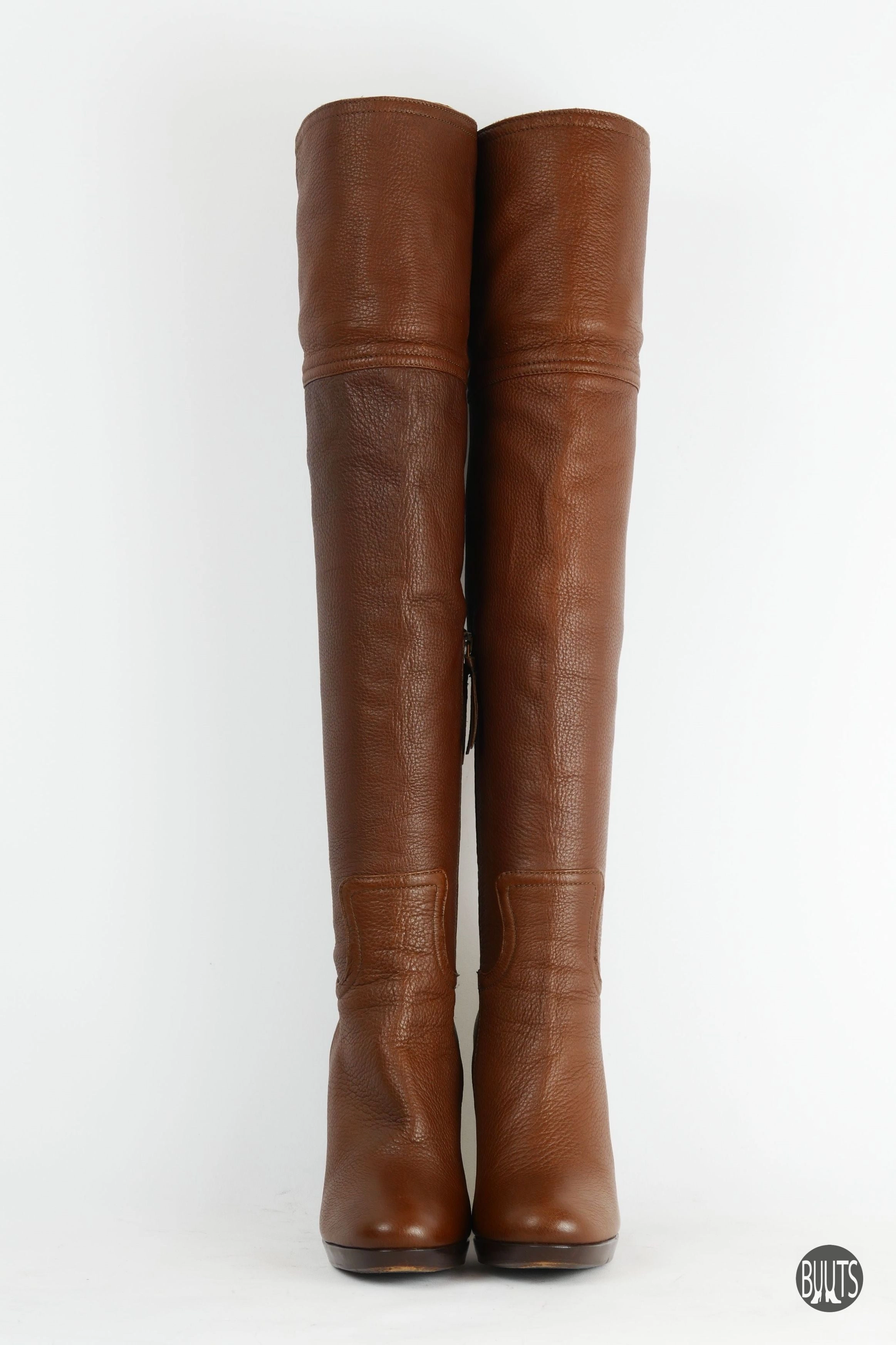 Paris Stiefel Hohe Stiefel Leder mittelbraun