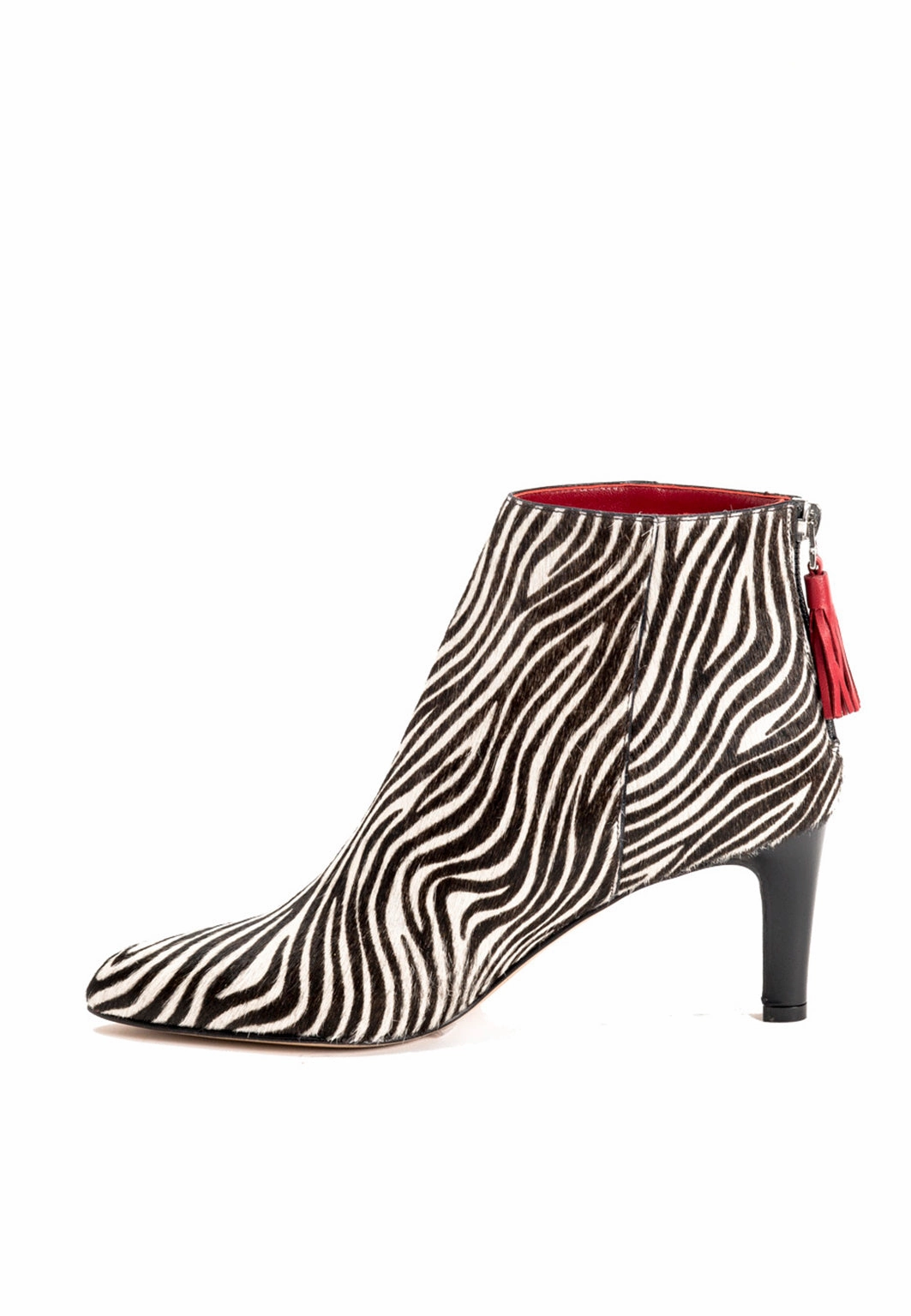 Argo Ankle Boots Stiefelette aus Ponyfell im Zebramuster in Schwarz