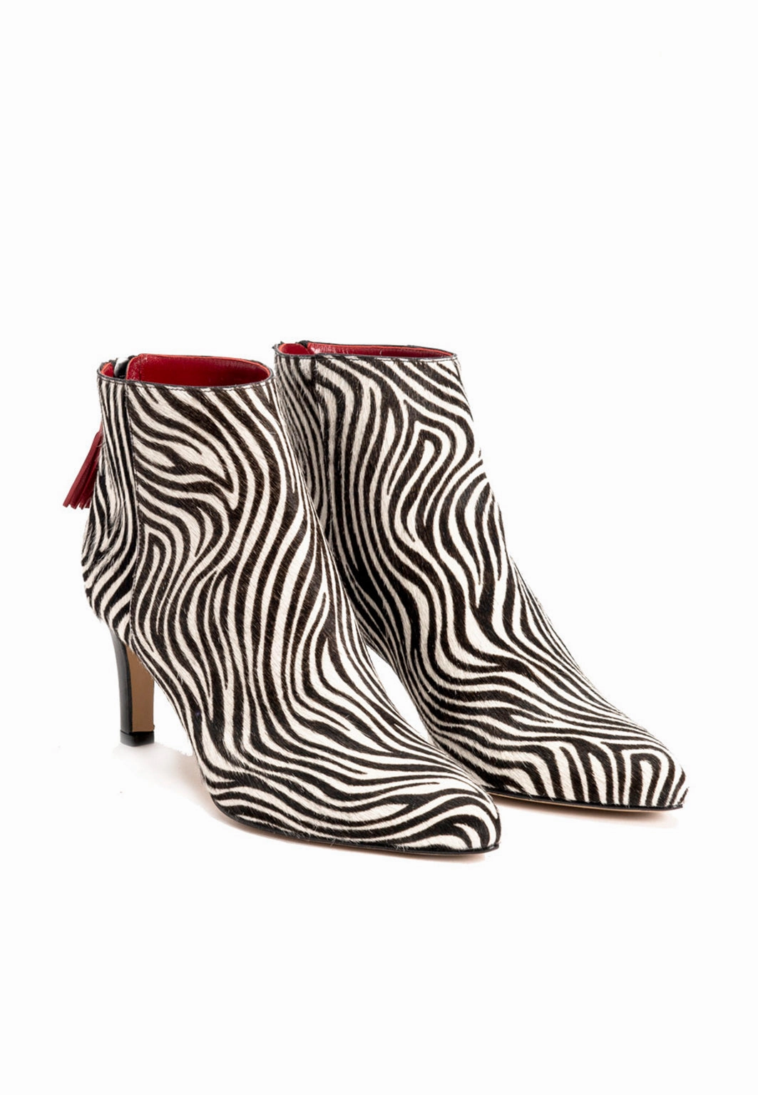 Styling Ankle Boots Stiefelette aus Ponyfell im Zebramuster in Schwarz