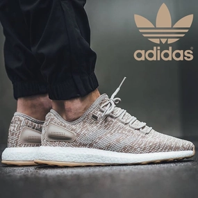 Schicke Sneaker Weiß Adidas Schuhe Pure Boost Sneakers Khaki