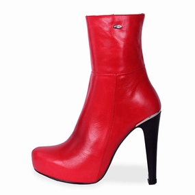 Best Ankle Boots For Wide Feet Stiefelette mit High Heels (Modell 806) Leder rot