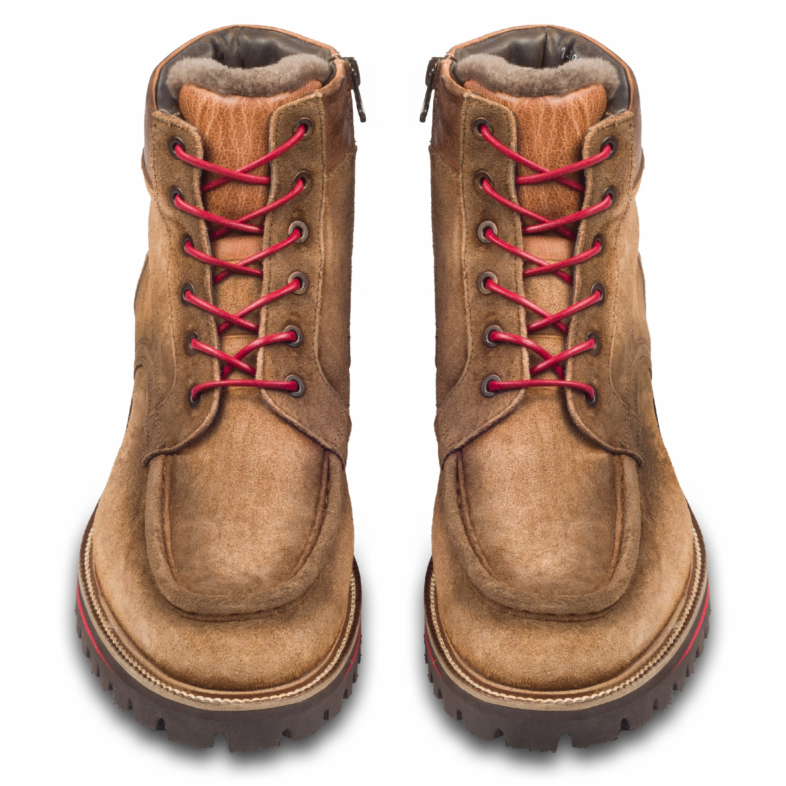 LORENZI Winterstiefelette Herren mit Lammfell & Reiverschlu, braun - Velourleder handgefertigt Heavenly Feet Ankle Boots