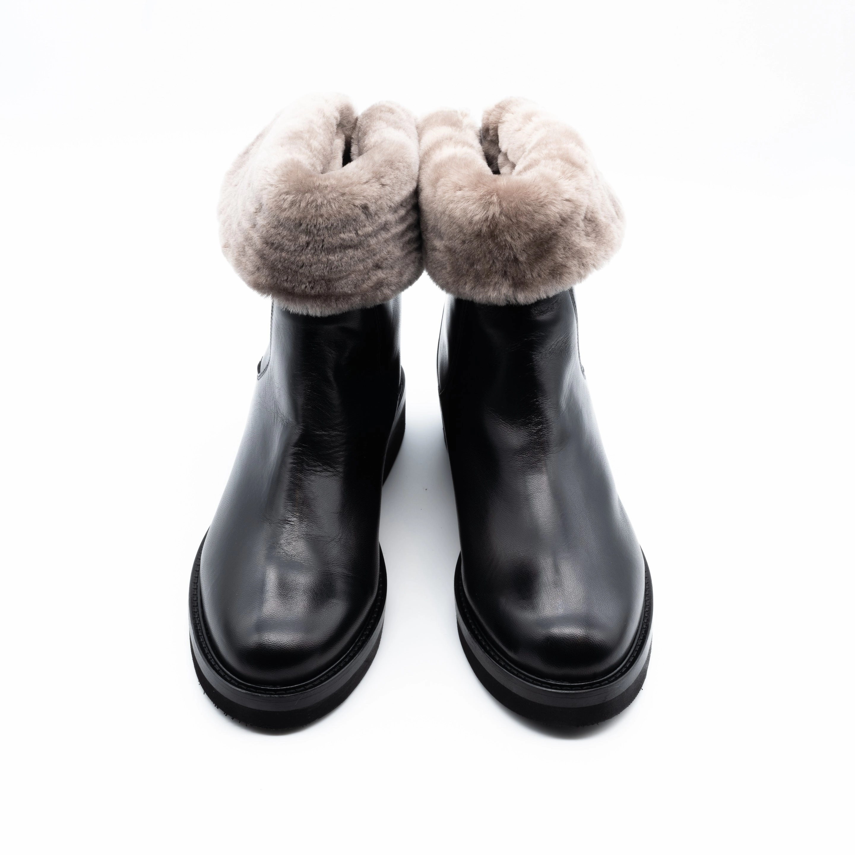 Lammfellboots schwarz Chealsea Boots Mono