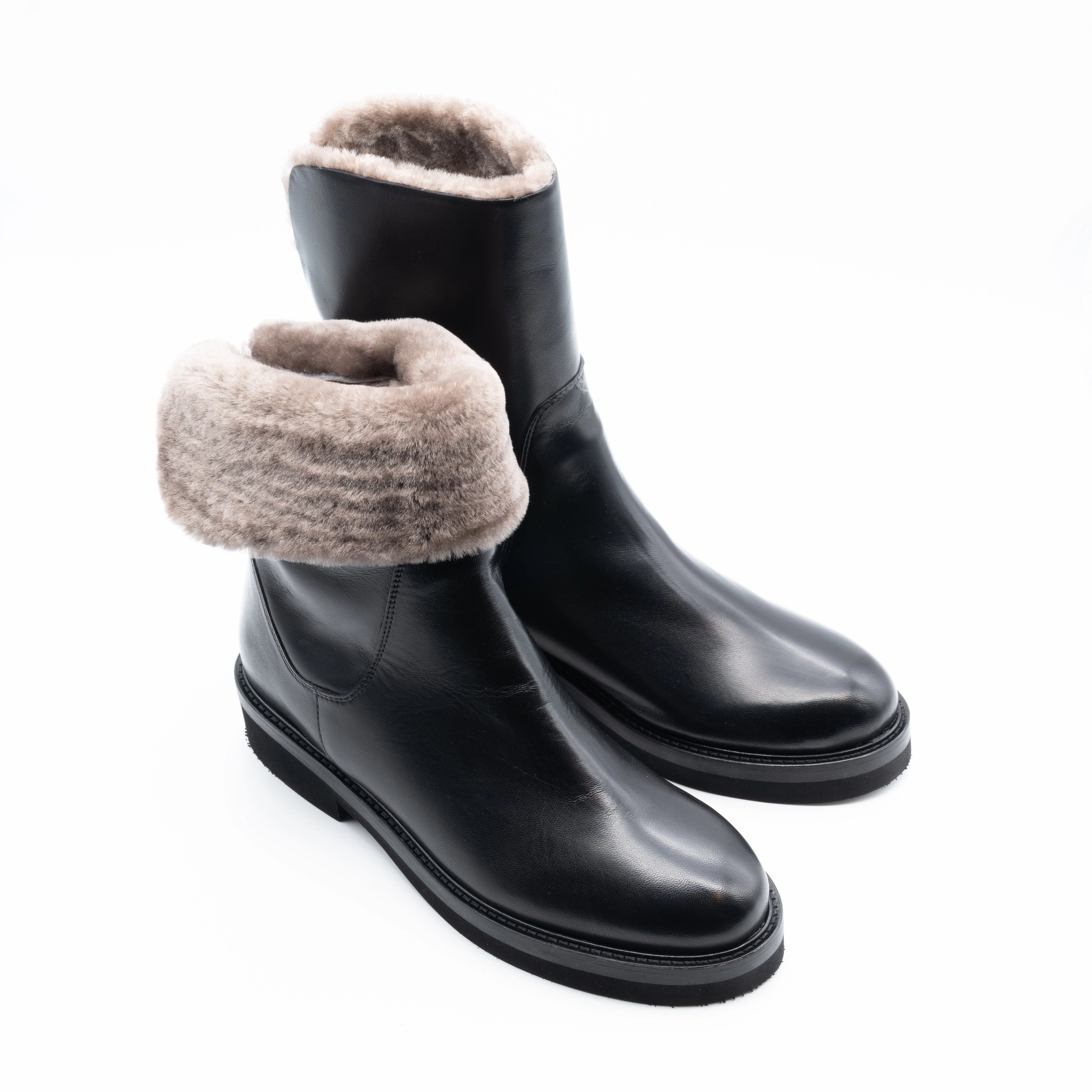 Lammfellboots schwarz Commando Chelsea Boots