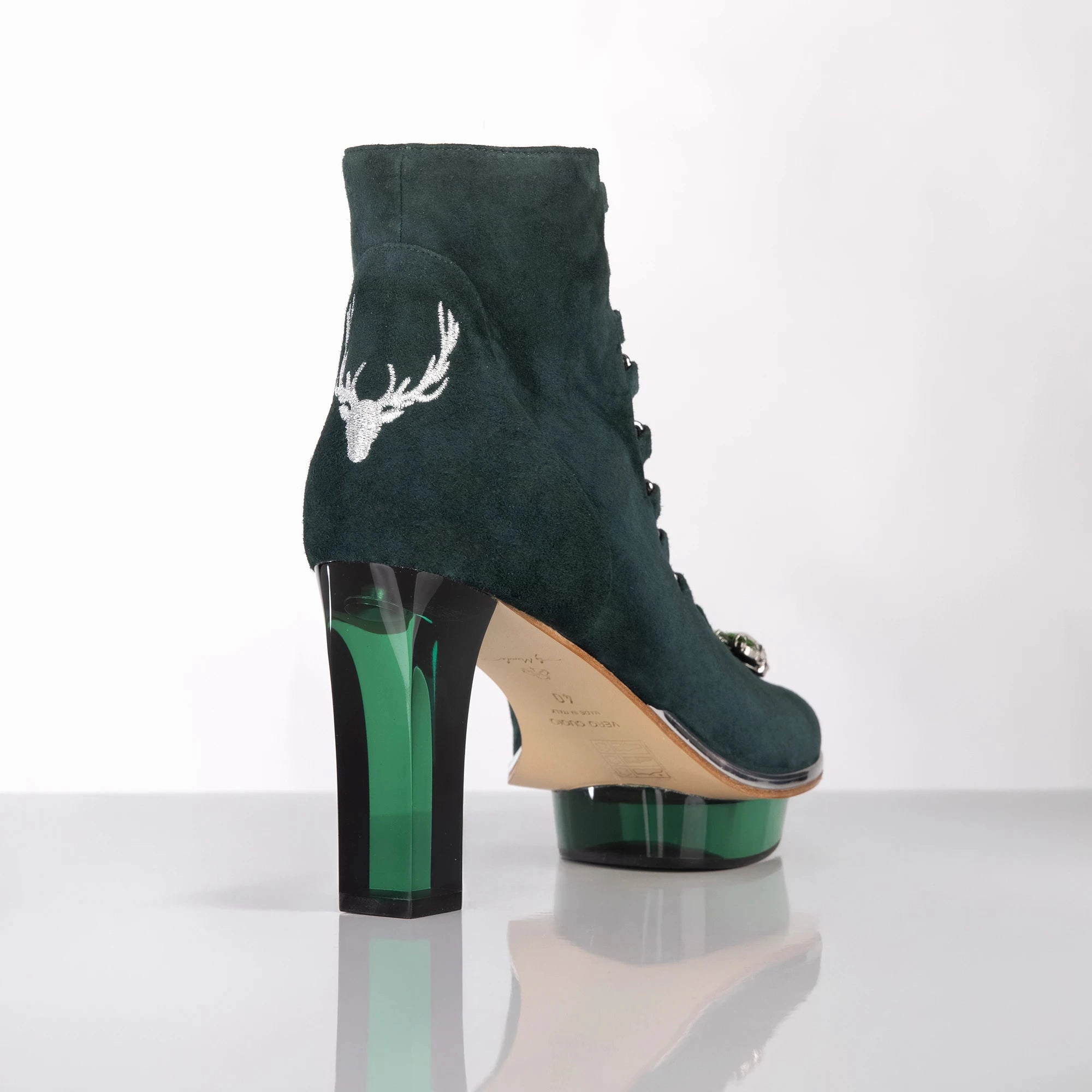 SMARAGDIS Peeptoes Stiefeletten Dirndlschuhe smaragdgrn Crystal Ankle Boots