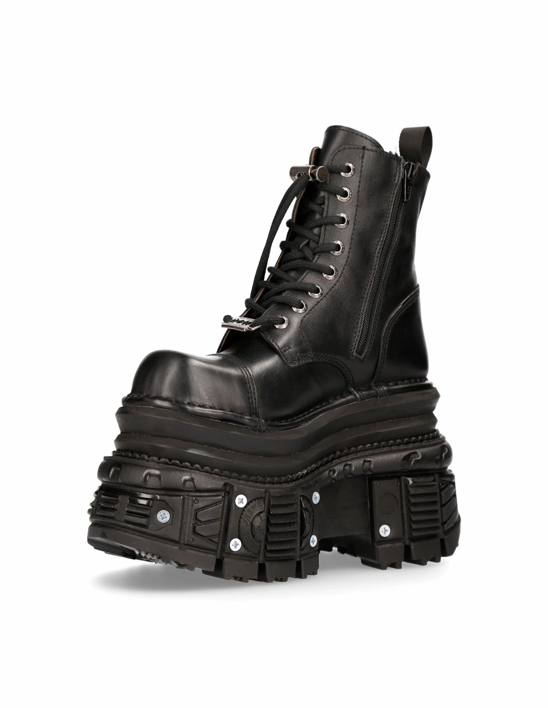 Schaft Messen Stiefel New Rock Shoes Boots Stiefel M-MILI083CCT-C4 Gothic Tank Collection Black Echtleder