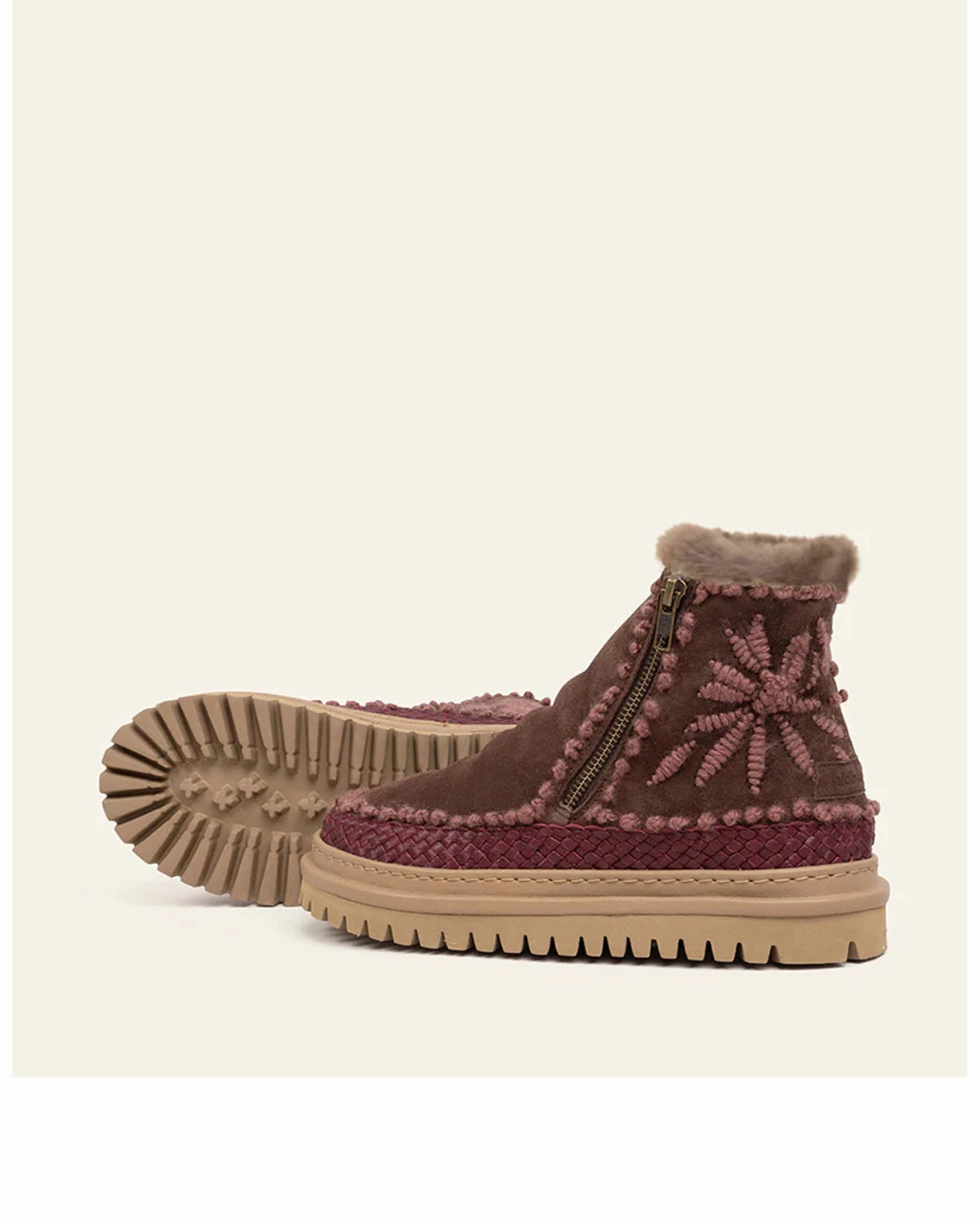 Laidback London Setsu 4.0 Floral Choc Suede Ankle Boots With Trousers