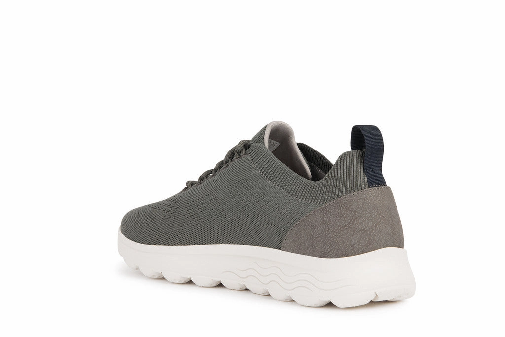 Geox Spherica Knitted Mrkegrn Sneaker Weißer Sneaker Leder