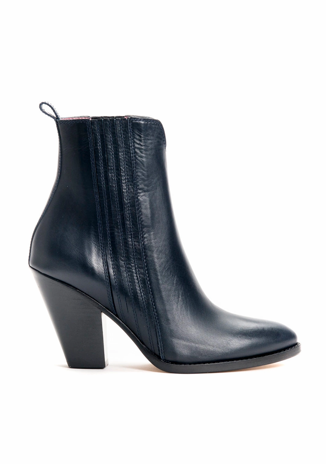 Stiefelette aus mit Elastikeinsatz in Navy Patent Heeled Ankle Boots