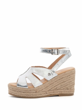 Alix | Espadrilles Sleehak Zilver Zomerse Sandalen