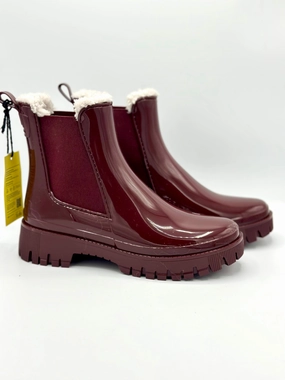 Ankle Boots Halbschaft Stiefeletten Mit Schleife COLDEN VEGAN BOOT DARK BERRY WITH FUR LINING