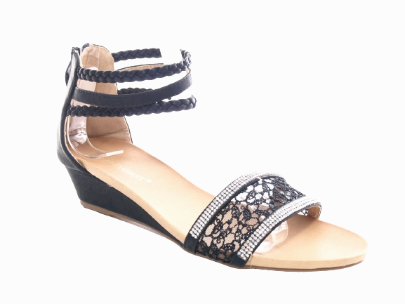 Damen Keilabsatz Sandalen Sommerschuhe Sandaletten Black # 886-5 Tabi Sandalen