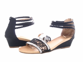 Damen Keilabsatz Sandalen Sommerschuhe Sandaletten Black # 886-5 Loriblu Sandalen