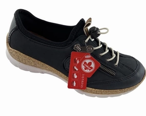 Maßgeschneiderte Sneaker Rieker Damen Slipper N4263-14  Dunkelblau/Schwarz Kunstleder