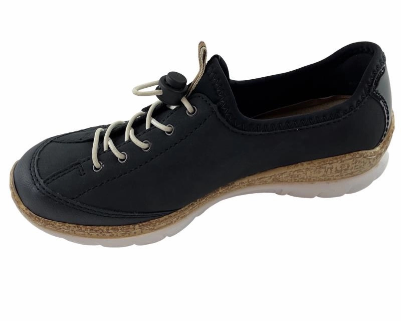 Neue Sneaker 2025 Rieker Damen Slipper N4263-14  Dunkelblau/Schwarz Kunstleder