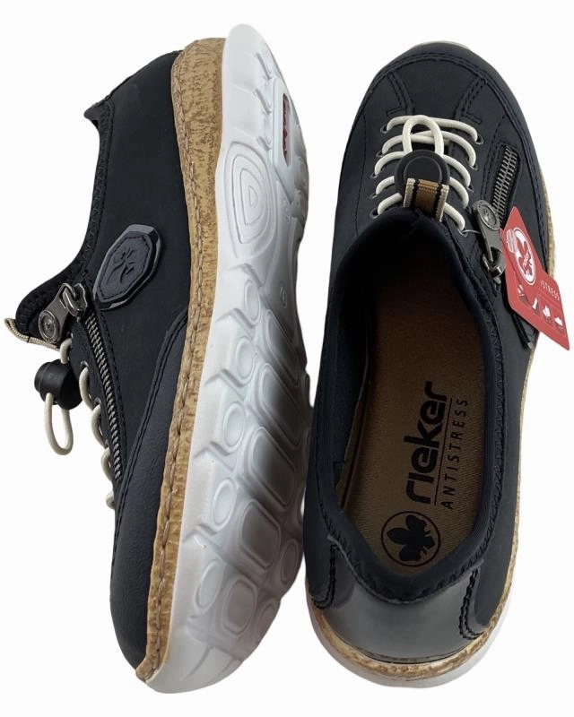 Classic Sneaker Rieker Damen Slipper N4263-14  Dunkelblau/Schwarz Kunstleder