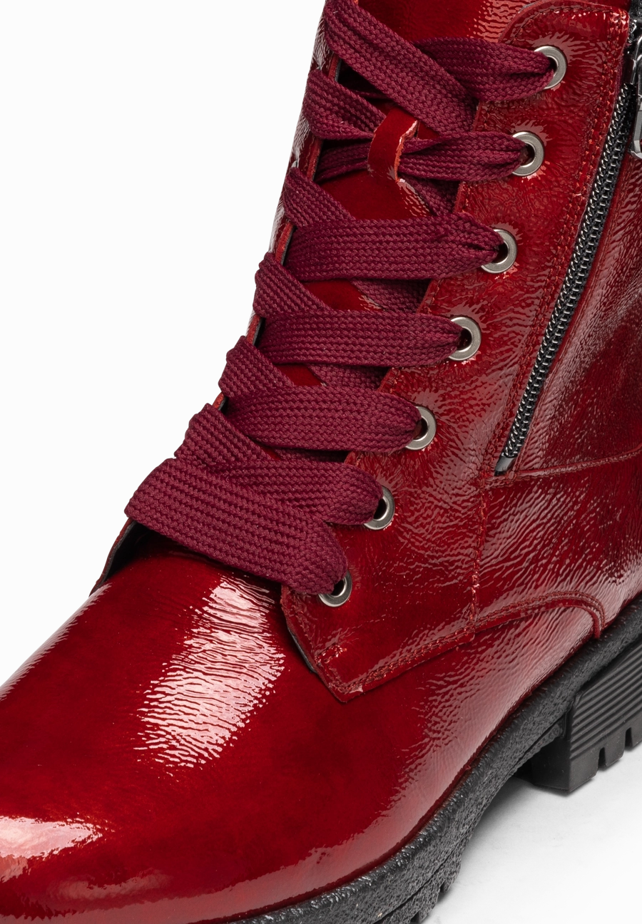 unbertreffliche Stiefelette Lackleder Combat Ankle Boots