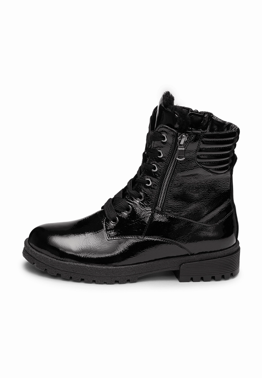 Peep Toe Suede Ankle Boots unbertreffliche Stiefelette Lackleder