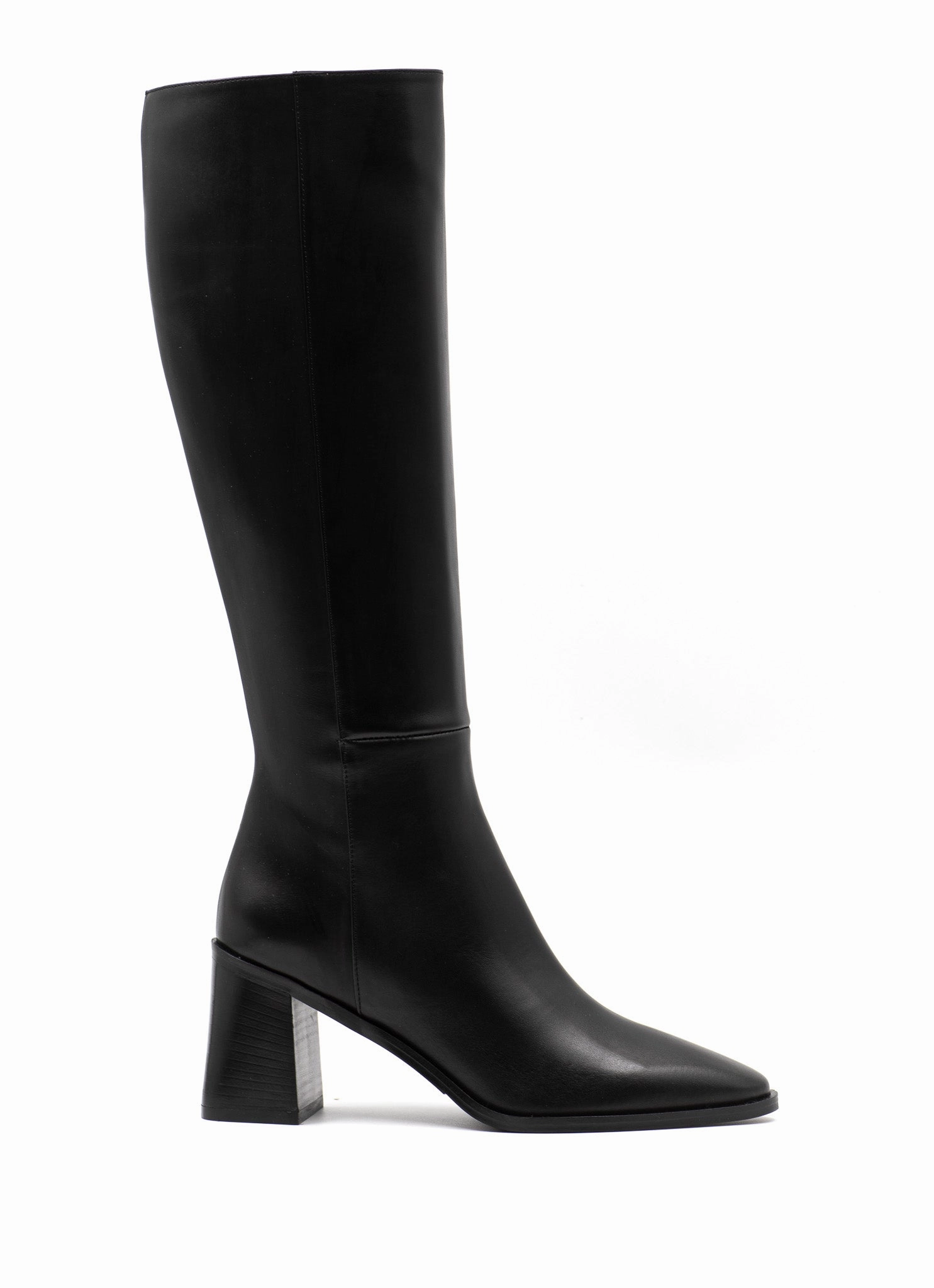 High Heels Clicking Knee high boots in black leather