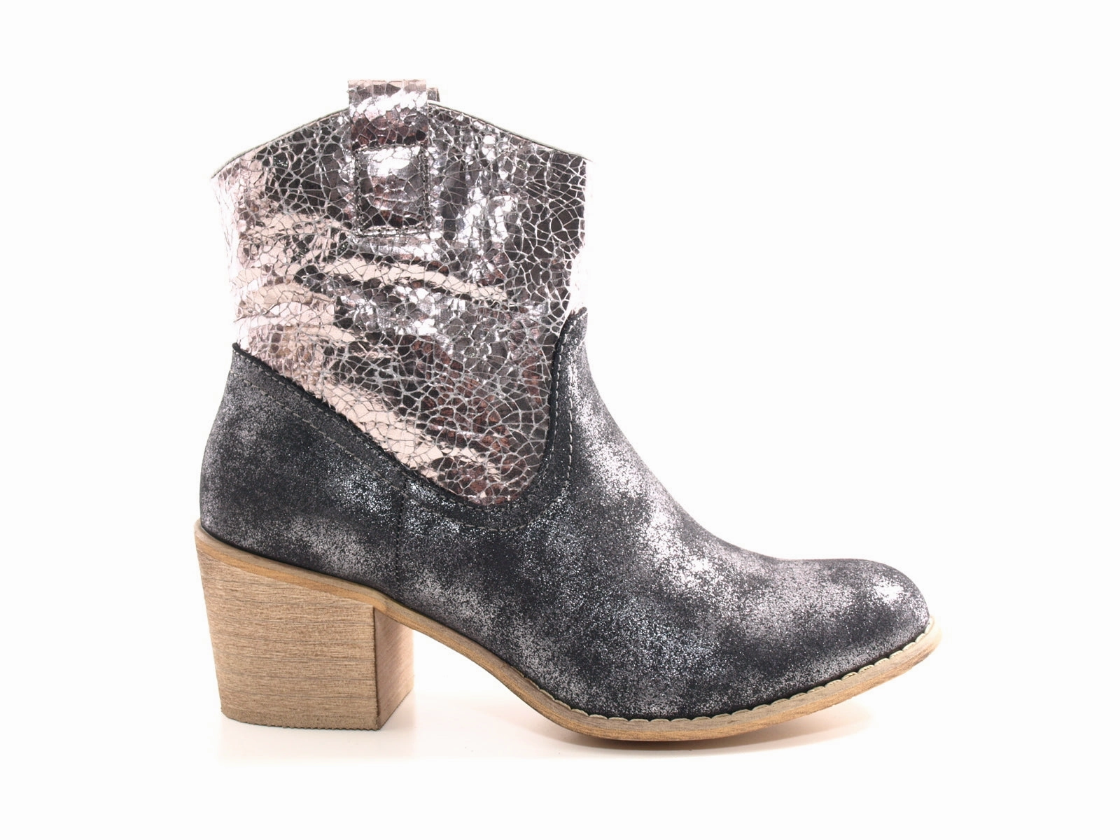 Refresh Laufschuhe Damen Schlupf Stiefeletten Cowboy Look Boots Outdoor Black # 213