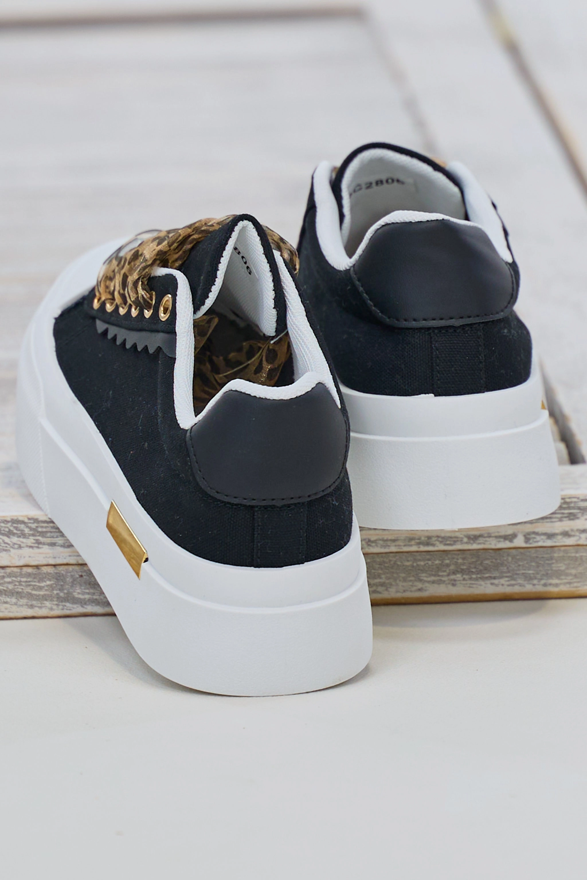 Sneaker mit Leo-Schnrung, schwarz-wei Sneaker For Dresses