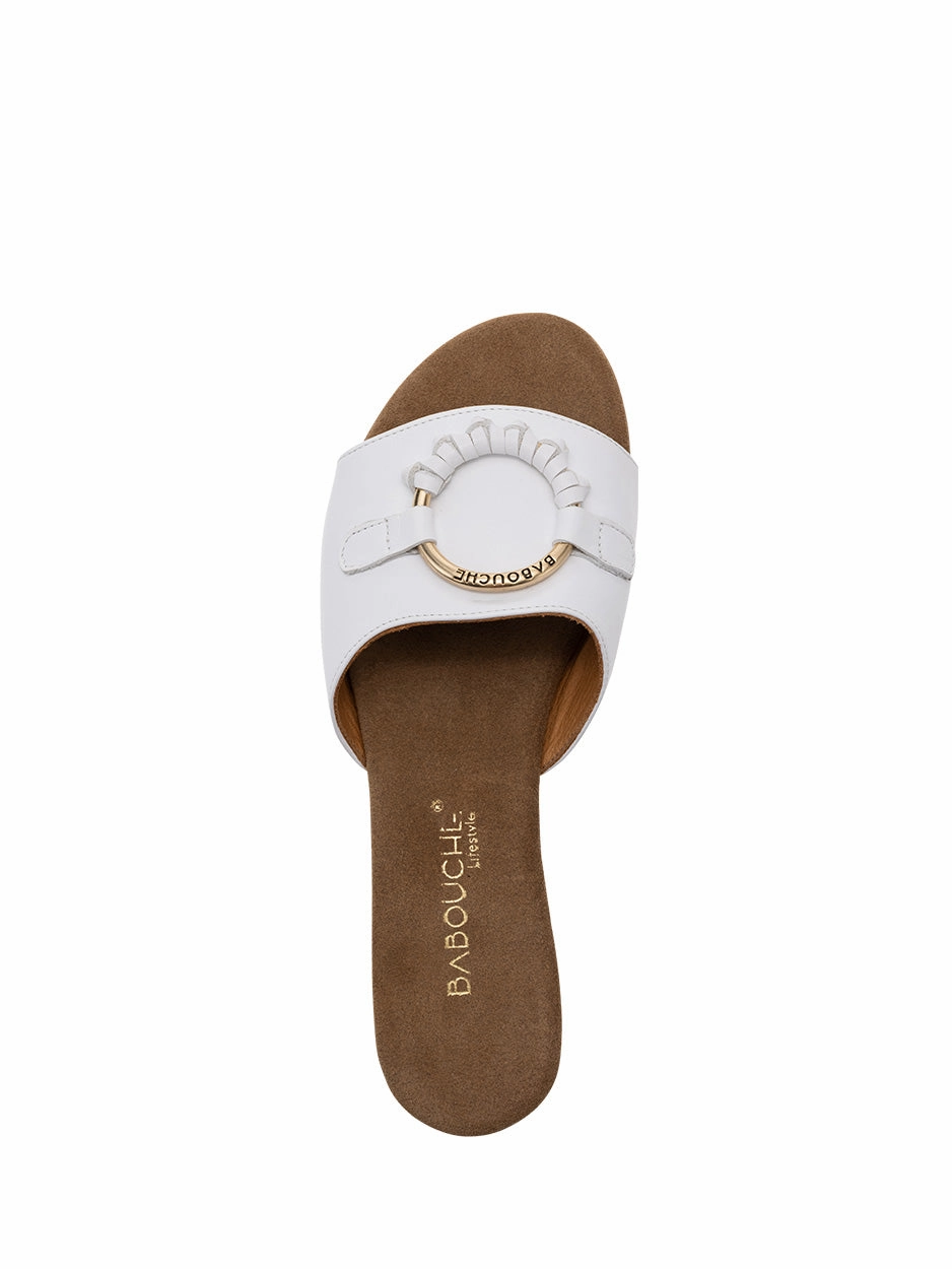 Vera | Slipper Wit Peeptoe Sandalen Flach