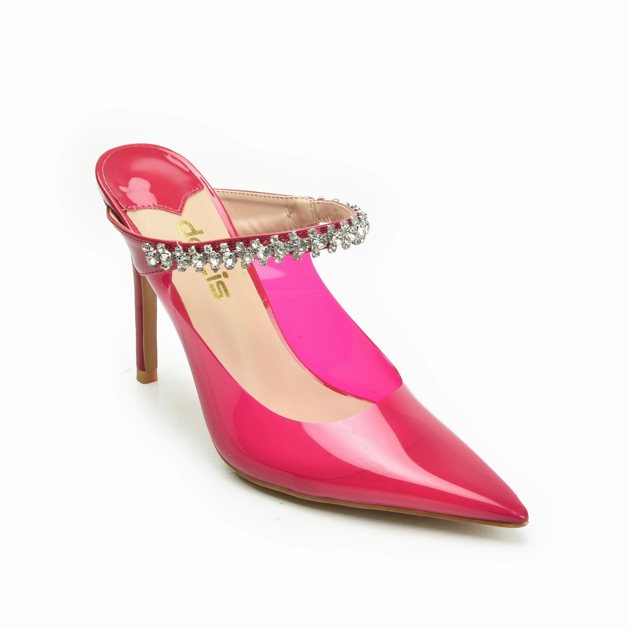 Vibrant Pink Transparent High Heel Mules | 436N-P High Heels Waden