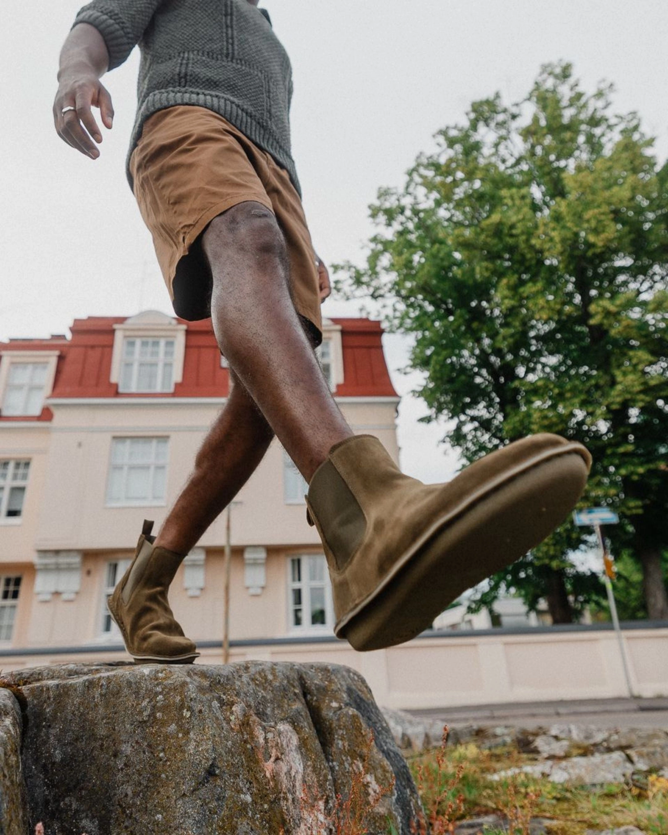 HELSINKI Bio Suede Bosco Khaki Chelsea-boot Aus Edlem Rindleder
