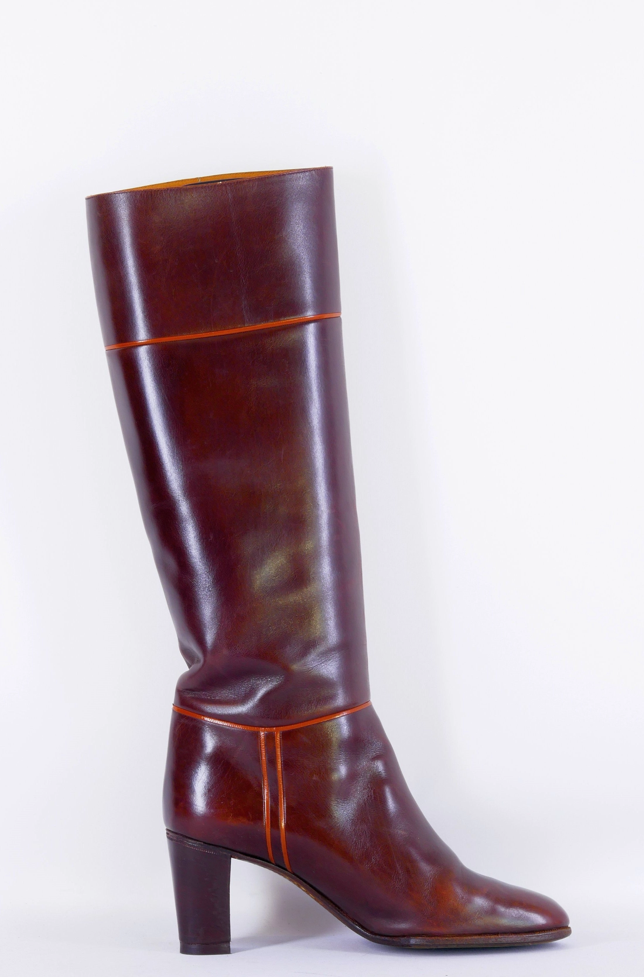 Wildleder Stiefel Mit Fell Vintage-Stiefel Leder kastanie