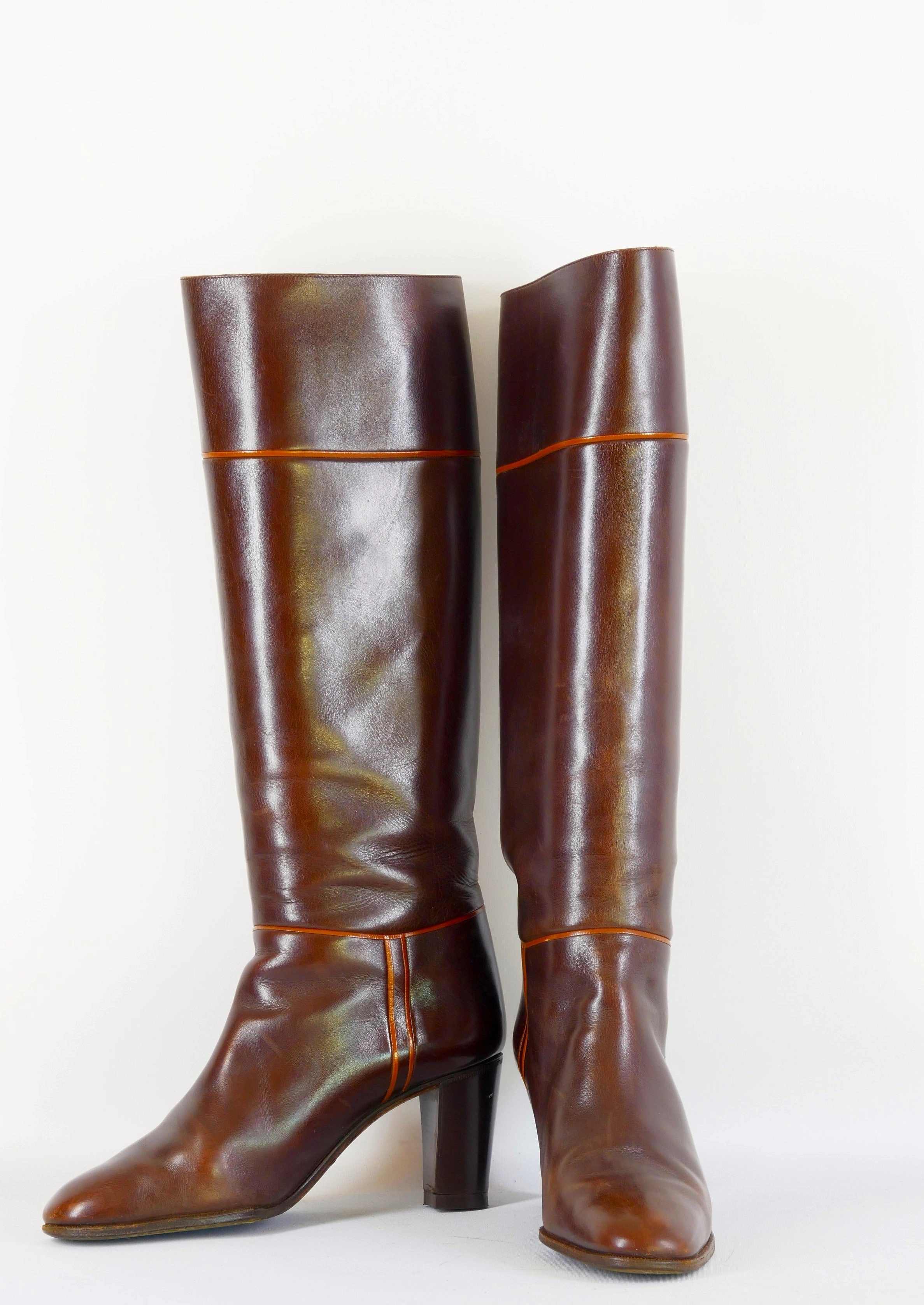 Vintage-Stiefel Leder kastanie Unterschied Spring Und Dressur Stiefel