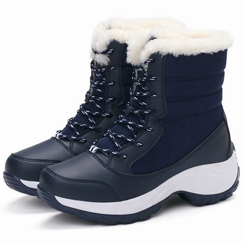 Winterschuhe Damen Stiefel | Mit Schnrung und Runder Kappe