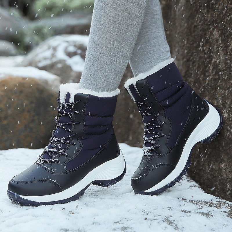 Winterschuhe Damen Stiefel | Mit Schnrung und Runder Kappe