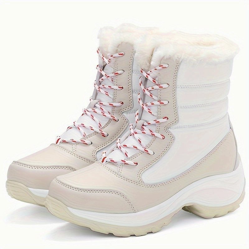Winterschuhe Damen Stiefel | Mit Schnrung und Runder Kappe