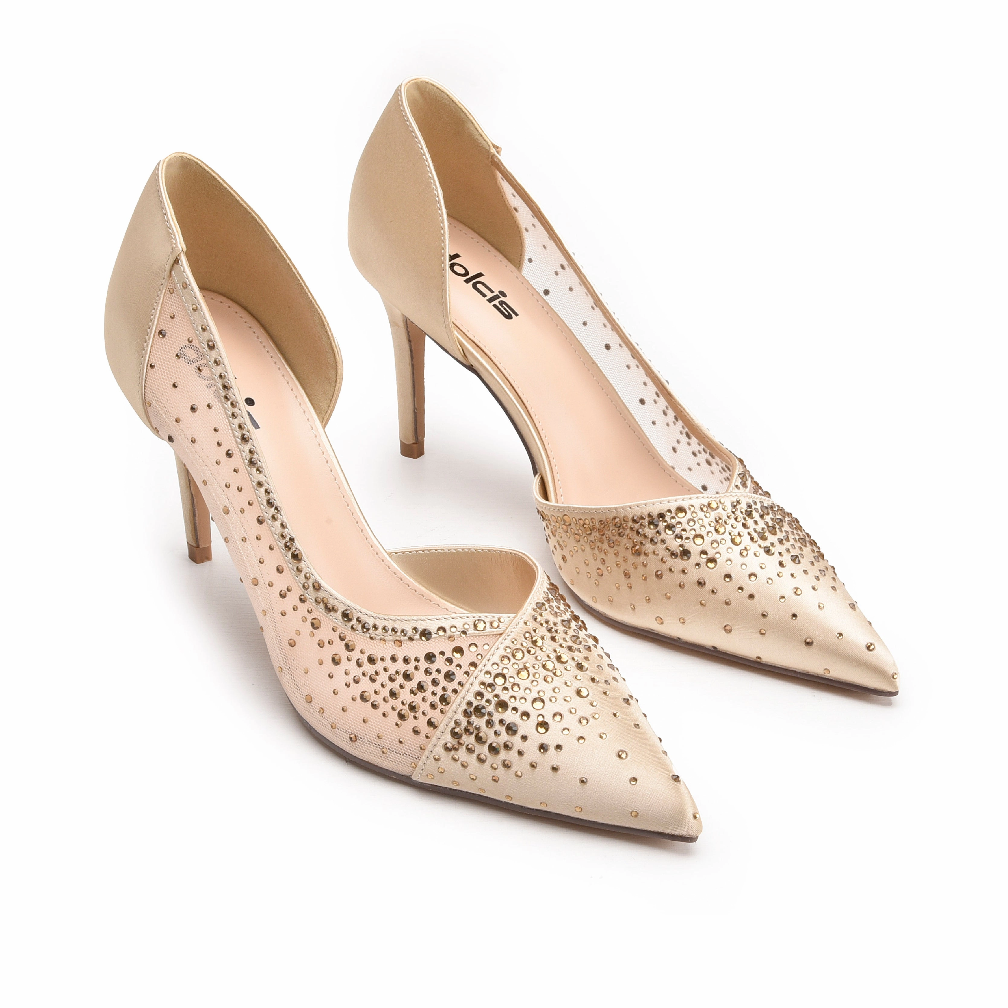 Elegant Gold Rhinestone High Heel Pumps | 431N-X High Heels Cobblestone