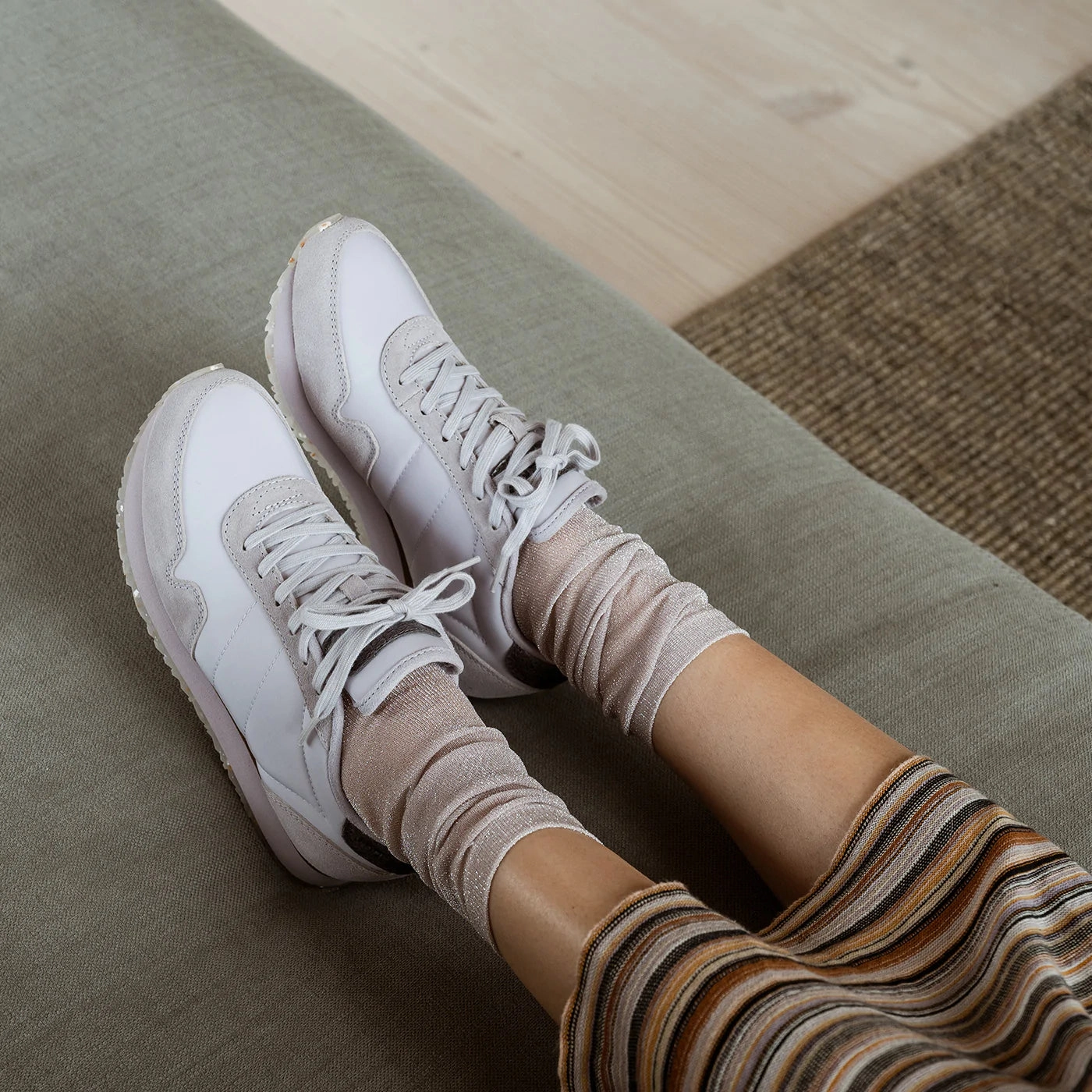 Neon Grüne Sneaker Woden Sneaker Nora III Leather Lilac Marble