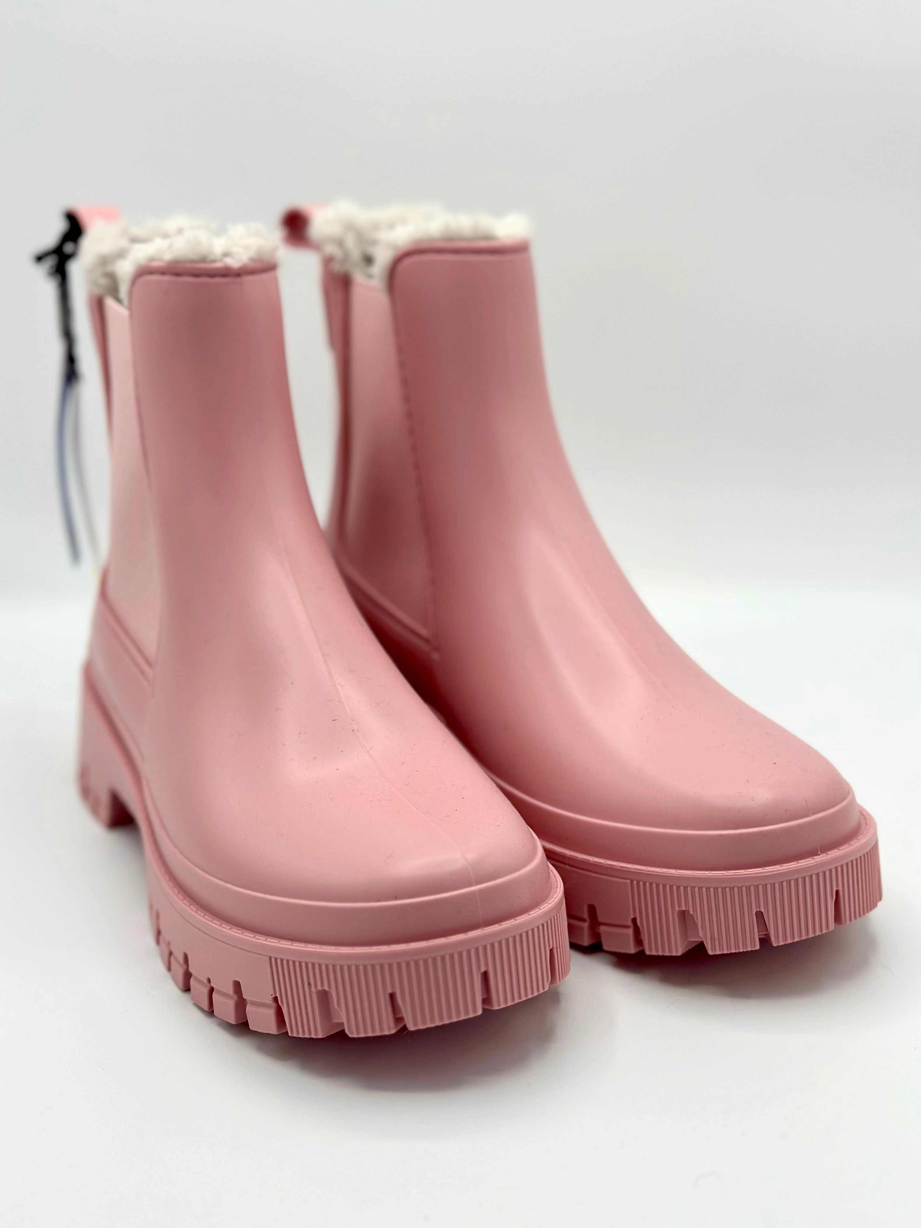 WREN VEGAN BOOT PINK MAUVE WITH FUR LINING Open Ankle Boots